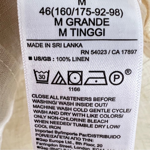 NWT New Banana Republic 100% Linen Cream Casual Button Down Shirt M Tall - Picture 6 of 8